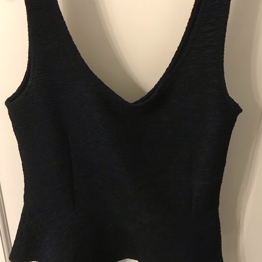 Mango ruffled Navy top